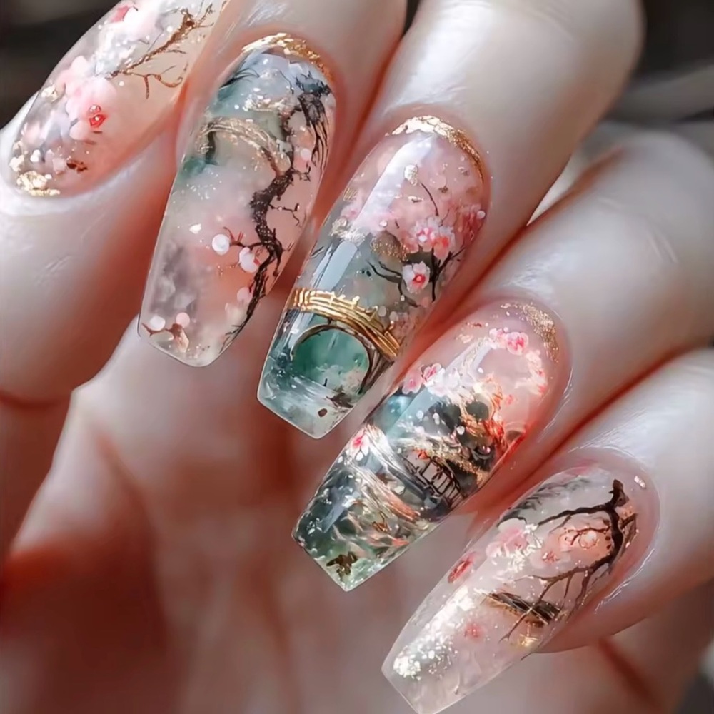 Cherry Blossom Nail Art Design